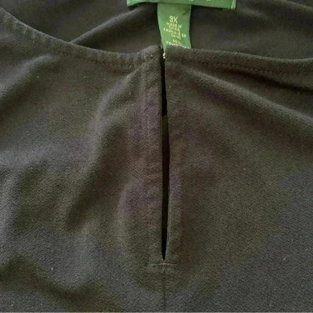 Lauren Ralph Lauren 3X Top Shirt Navy Blue Scoop Neck Keyhole 3/4 Sleeve - Picture 6 of 6